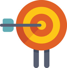Illustration of an arrow hitting the center of an archery target standing on the ground