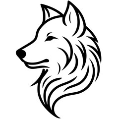 One line art wolf portrait