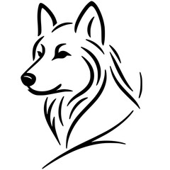 One line art wolf face silhouette