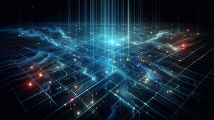 Abstract Digital Background with Light Effects and Grids