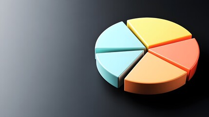 Obraz premium Colorful geometric pie chart on a dark surface
