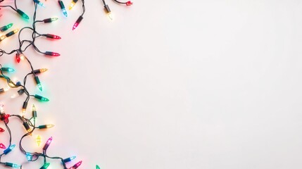 Fototapeta premium Arrangement of colorful holiday lights against a blank background, perfect for seasonal decorations or greeting card designs.