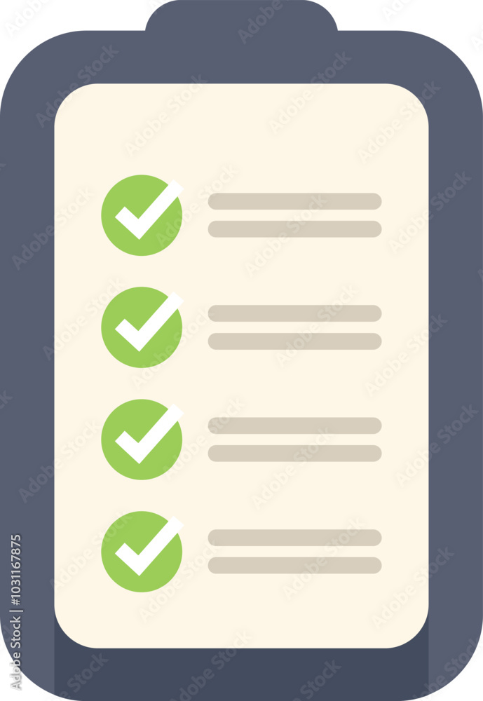 Poster clipboard showing check marks representing completing tasks on white background