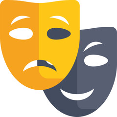 Two theater masks representing comedy and tragedy, symbolizing the range of human emotions