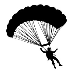 Vector illustration. Airplane jump. Skydiver silhouette. Flight in the air.	
