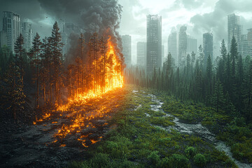 Obraz premium A debate on how climate policies affect migration patterns, emphasizing the role of international agreements in addressing migration. Concept of climate policy and migration.