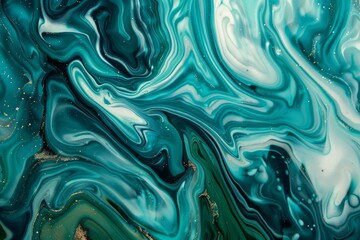 Obraz premium Photo of Turquoise green dark marble fluid art pattern with golden veins. Background texture for backdrops or mapping