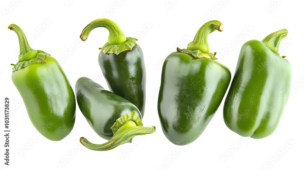 Poster Fresh Jalapeño Peppers Arranged on a White Background for Culinary Use Generative AI