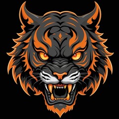 Obraz premium oni tiger head on a black background