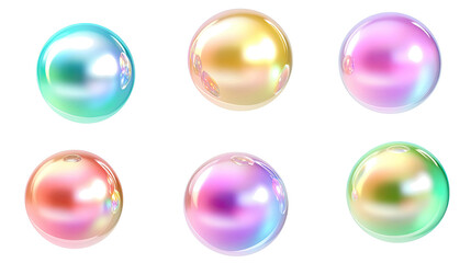 Colorful Floating Pearls on White Background Generative AI