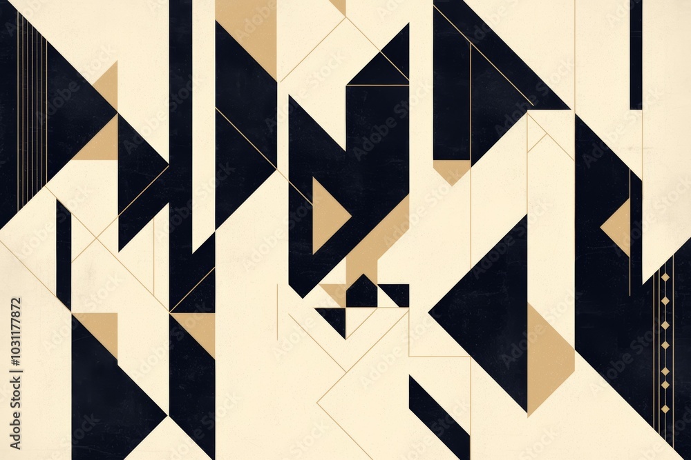 Poster a black and white abstract design with triangles and squares. risograph effect, trendy riso style bo