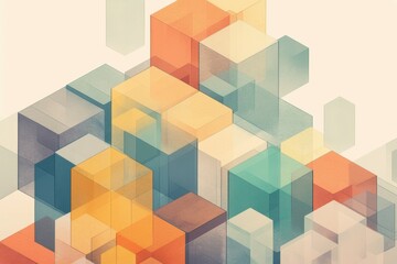 Obraz premium A colorful image of blocks in various colors and sizes. Risograph effect, trendy riso style bottom layer