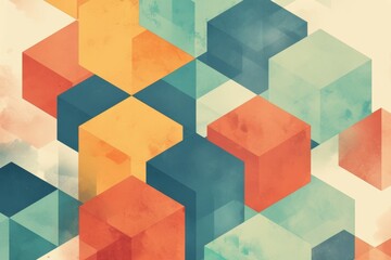 Obraz premium A colorful background of squares and triangles. Risograph effect, trendy riso style bottom layer