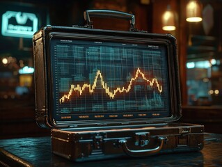 Visual representation of financial trends in a briefcase a blend of business and data analysis