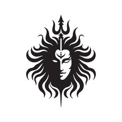 Lord Mahadev head silhouette vector art illustration