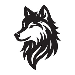 Wolf head silhouette vector art illustration