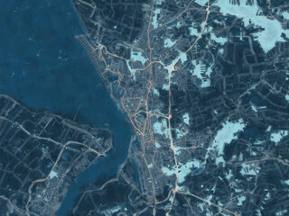 Painterly Style City Map of Bremen, Germany in a Blue Color Scheme.