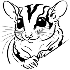 One line art sugar glider portrait