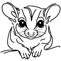 One line art sugar glider portrait