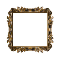 Intricate Baroque Wood and Gold Frame - Ornate 3D Render for Classic Decor and Luxurious Interiors
