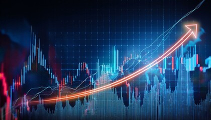 A digital financial graph showing a uptrend