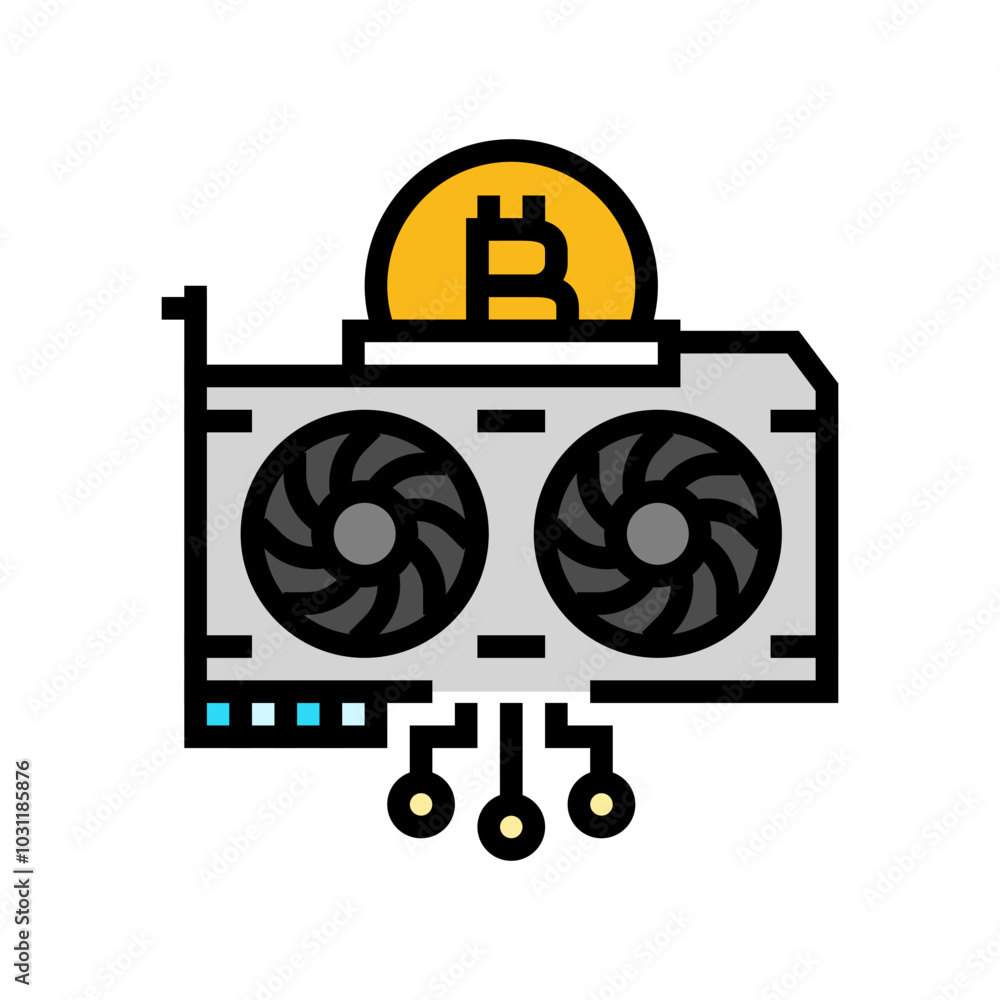 Aufkleber gpu cryptocurrency mining color icon vector. gpu cryptocurrency mining sign. isolated symbol illustr