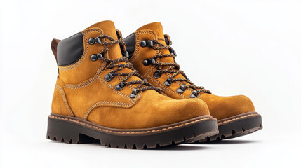 Hiking boots isolated on white background