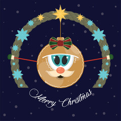 Merry christmas card Christmas decorative ball Vector