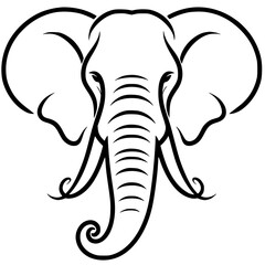 One line art elephant portrait