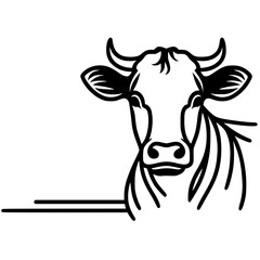 One line art cow portrait silhouette