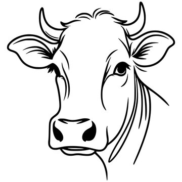 recommend clip art: One line art cow portrait silhouette