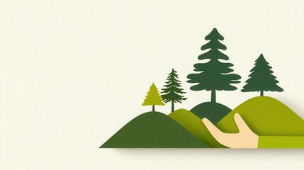 Hands Planting Trees in a Rural Landscape