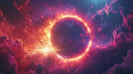 Obraz premium Mystical portal opening to another realm, surrounded by shimmering energy. Teleportation Portal. Illustration