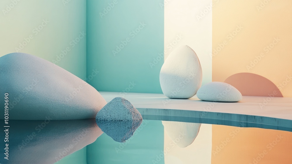 Poster a relaxing background with soft color transitions and a minimalist design, perfect for calming and v