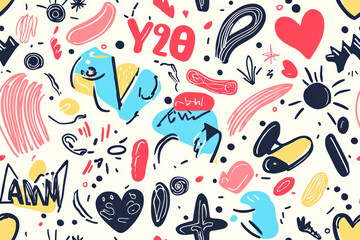 Fototapeta premium Y2k wording design object for cute postcard, sticker, banner.