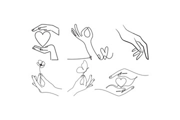 Set of Love and Hand tattoo illustration design
