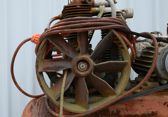 Abandoned rusty compressor detail