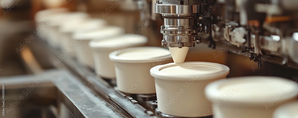 Poster Closeup of machinery in action within a factory, demonstrating the production of paperboard and the complexity of manufacturing processes