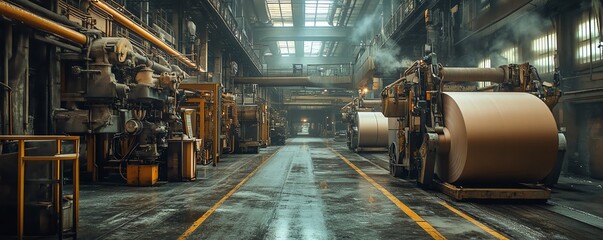 Industrial machinery in a factory producing paperboard, showcasing the intricate process of paperboard manufacturing and production efficiency