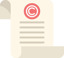 Illustration featuring a legal document with a copyright symbol on it, representing intellectual property rights