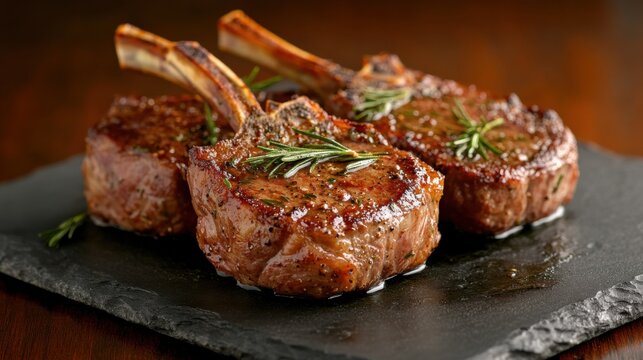 Herb-crusted lamb chops for gourmet dining and food photography