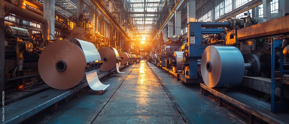 Poster paperboard manufacturing facility filled with advanced machinery, illustrating the stepbystep produc