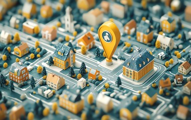 Engaging depiction of a business highlighted on a map, showcasing effective optimization strategies for local SEO and improved visibility