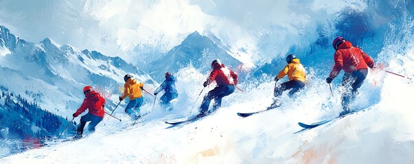 A winter sports event featuring athletes skiing and snowboarding down slopes, demonstrating their passion for outdoor activities despite the freezing temperatures