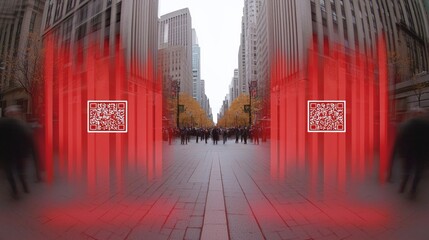 Exploring Digital Interactions The Intersection of Technology and Urban Life Through QR Codes in a Cityscape