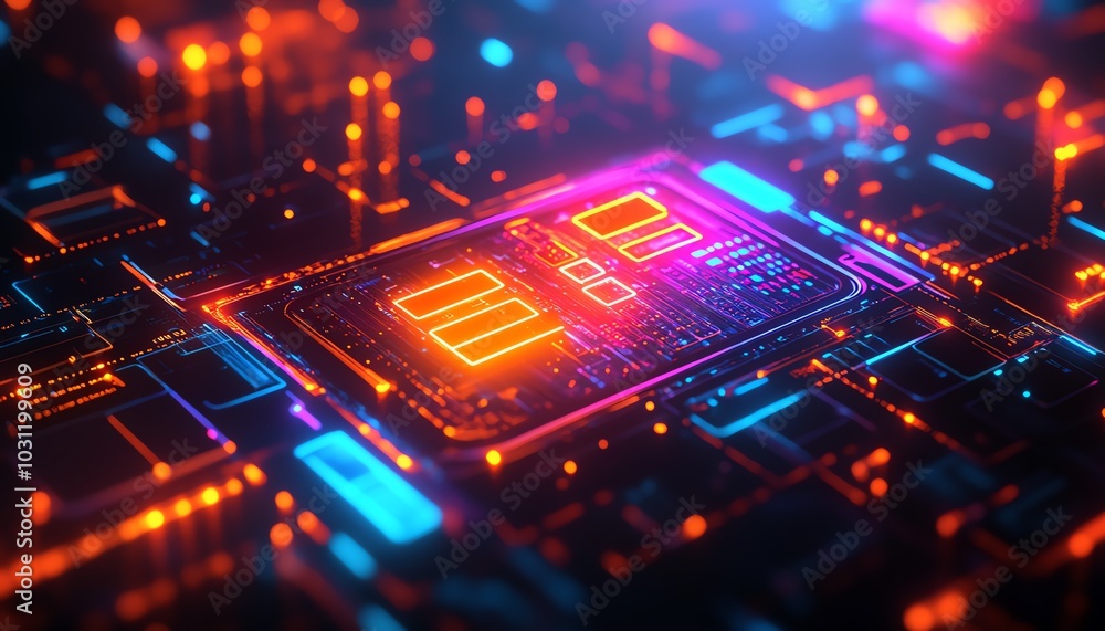 Aufkleber Illustration of a holographic document management system displaying files with glowing checkmarks