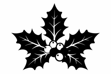 Christmas Mistletoe and Holly Berry Icon, Holly Berry silhouette	