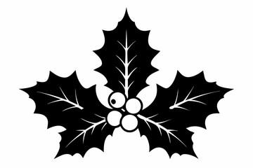 Christmas Mistletoe and Holly Berry Icon, Holly Berry silhouette	
