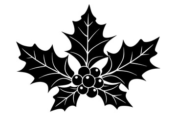 Christmas Mistletoe and Holly Berry Icon, Holly Berry silhouette	
