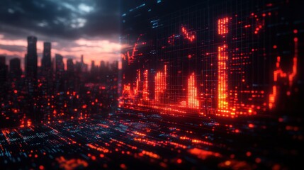 Fototapeta premium Futuristic Digital Interface with AI Predictive Elements at Dusk